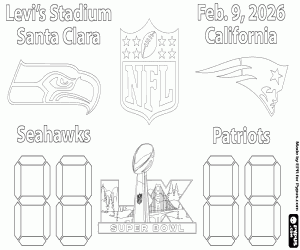 Super Bowl 2026 Seahawks vs Patriots coloring page