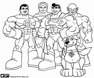 Super Friends, superheroes coloring page