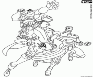 The super heroes of the Avengers coloring page