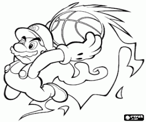 Super Mario and the fireball coloring page