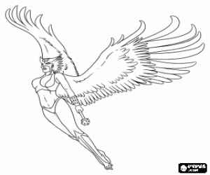 The superhero Hawkgirl coloring page