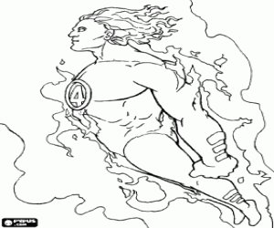The superhero Human Torch coloring page