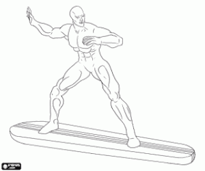 The superhero Silver Surfer coloring page