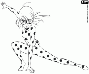 The superheroine Ladybug coloring page