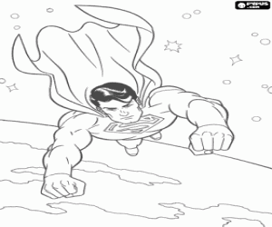 Superman among the stars coloring page
