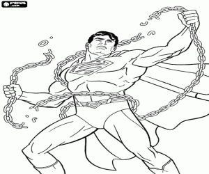 Superman breaks a strong chain coloring page