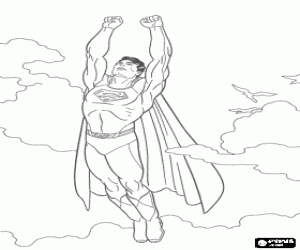 Superman in the clouds coloring page