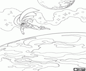 Superman in outer space coloring page