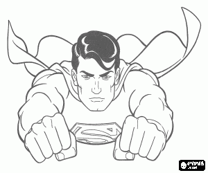 Superman, the superhero flying  coloring page