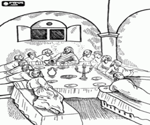 The supper of Jesus and the Apostles coloring page