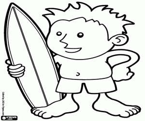 A surfer with the surfboard coloring page