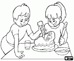 A surprise cake for mother coloring page