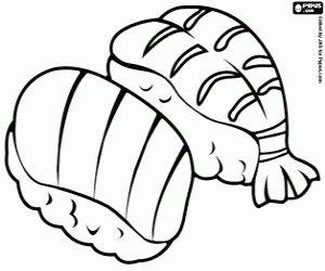 Sushi,the most popular Japanese food coloring page