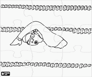 Swimming puzzle coloring page