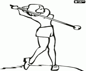 The swing of the golf player coloring page
