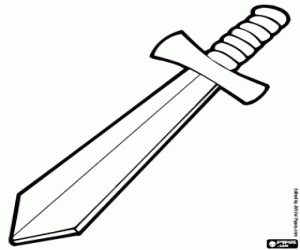 Sword, bladed weapon with double-edge coloring page