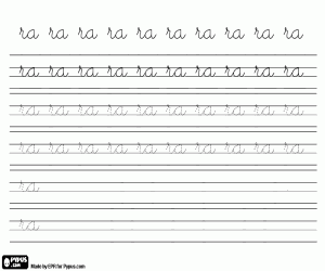 Syllable RA, exercise of calligraphy coloring page