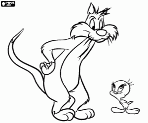 Sylvester and Tweety Bird coloring page
