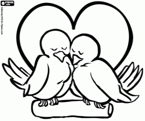 Symbol of the wedding with two birds coloring page