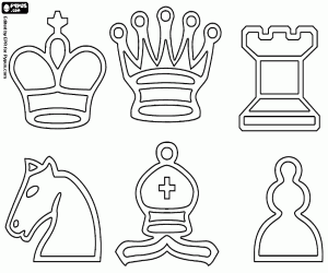 Symbols of the chess pieces coloring page