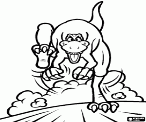 T-Rex dinosaur seen from the front coloring page