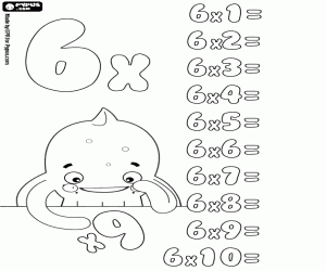 The table of 6 to solve coloring page
