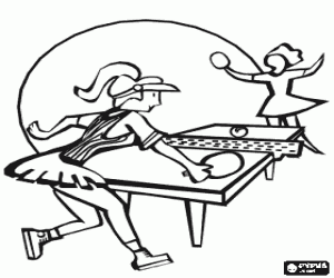 Table tennis or ping-pong match coloring page