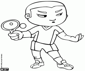 A table tennis player at the service coloring page