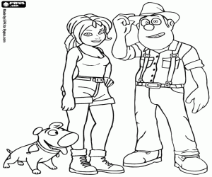 Tad, Sara and Jeff the dog coloring page