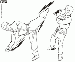 A taekwondo combat coloring page