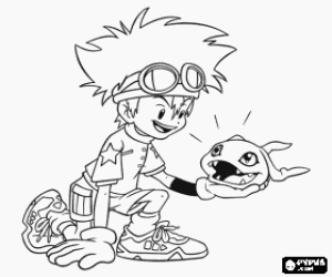 Tai and Komoron, Digimon coloring page