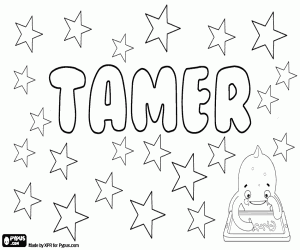 Tamer, name for boy coloring page
