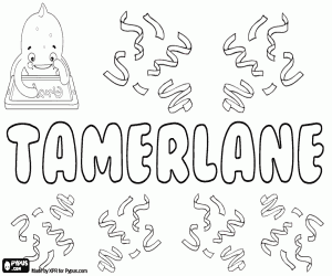 Tamerlane, male name coloring page