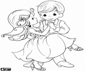 Tango, a Precious Moments dance coloring page