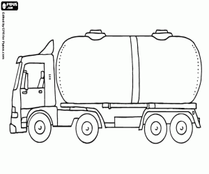 Tanker truck, side view coloring page