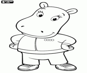 Tasha, a capricious hippo coloring page