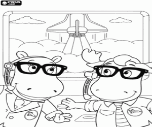 Tasha nd Tyrone at the rocket launch coloring page
