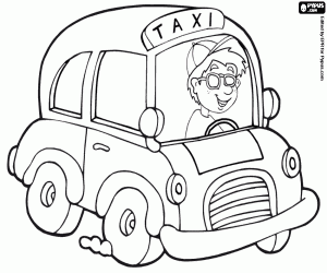 A taxi driver in the cab coloring page