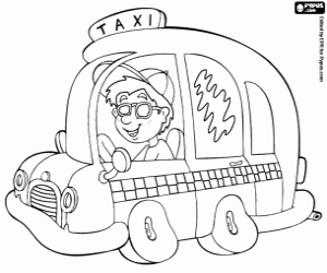 A taxi, a service vehicle coloring page