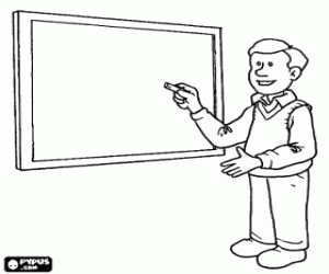 The teacher beside the blackboard coloring page