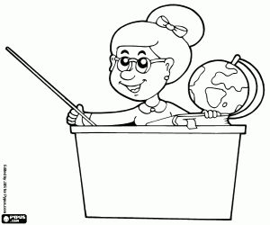 The teacher at school coloring page