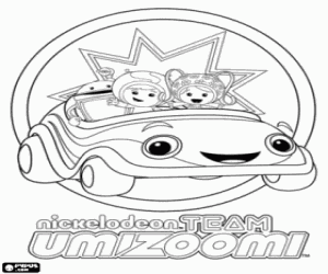 Team Umizoomi in the Umi Car coloring page
