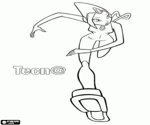 Tecna on movement, Winx Club coloring page