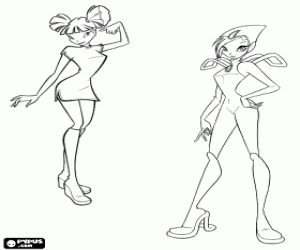 Tecna and Musa, fairies of Winx Club coloring page