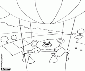 Teddy bear on a balloon coloring page