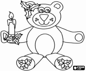 Teddy bear with a candle coloring page