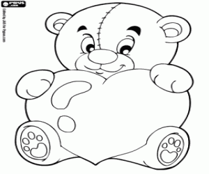 Teddy bear with a heart coloring page