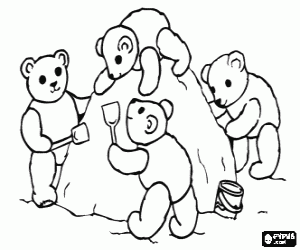 The teddy bears on the beach coloring page
