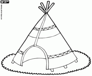 Teepee, native american tent coloring page