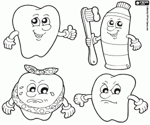 Teeth and dental cleaning coloring page